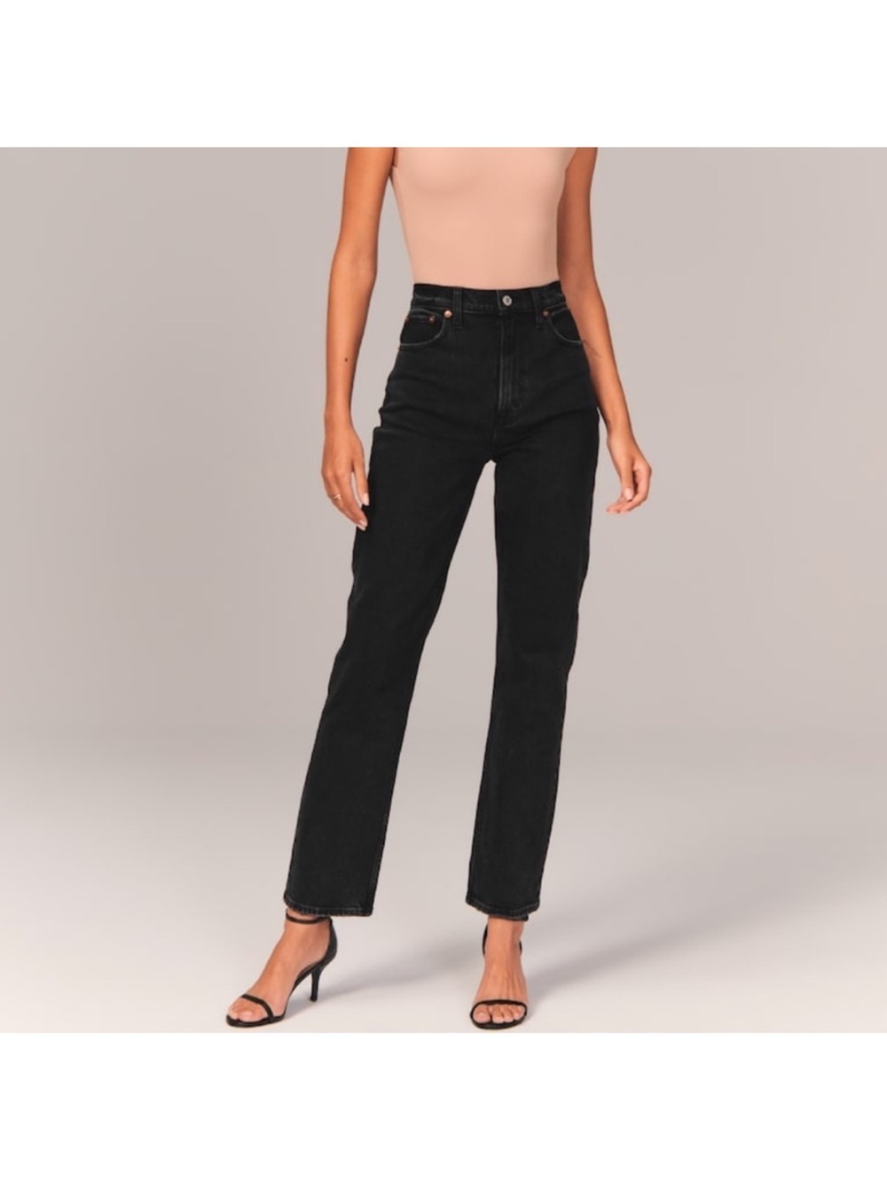 Abercrombie & Fitch Jeans Womens 26 2 Short The 90s Straight High Rise Black